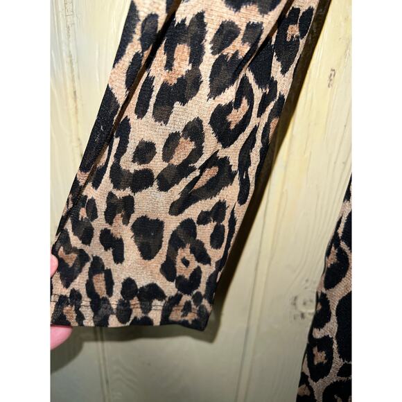 Sexy Sheer Mesh Puff Sleeve X-Large TOP Animal Print Blouse INC. XL Cheetah NEW - Picture 4 of 7